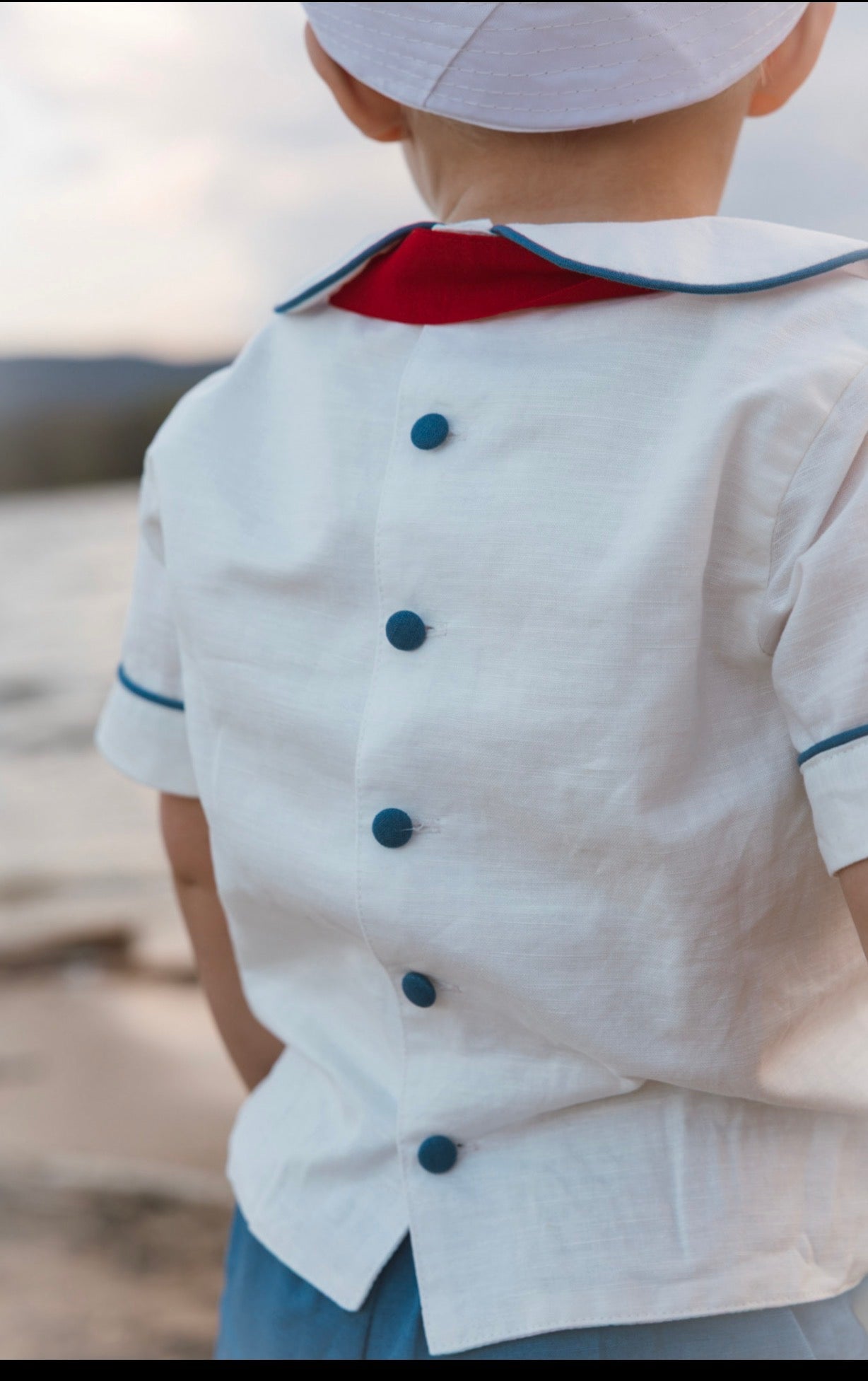 Little Sailor Suit – Hand Embroidered Cotton Linen Boutique Boys Suit | Nautical Heirloom Style Special Occasion