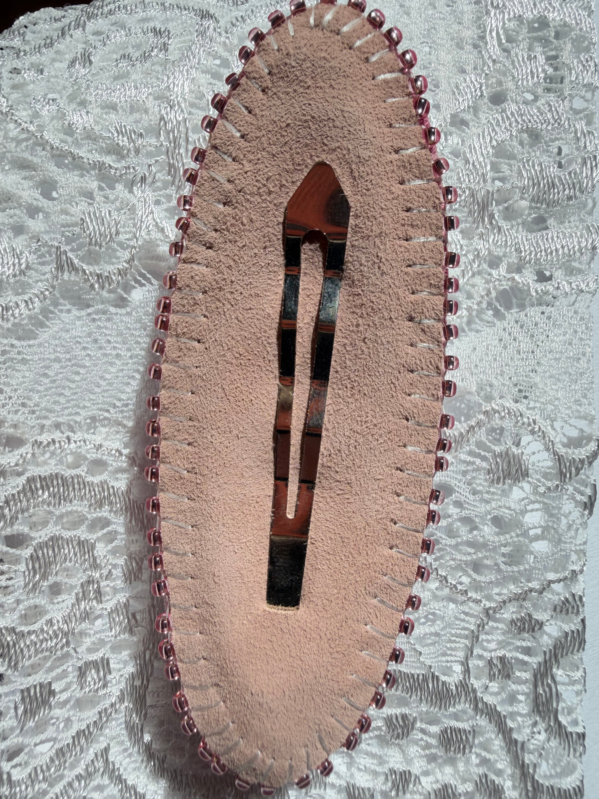 Hand-Embroidered 3D Rose Hair Clip — Framboise, Raspberry Pink