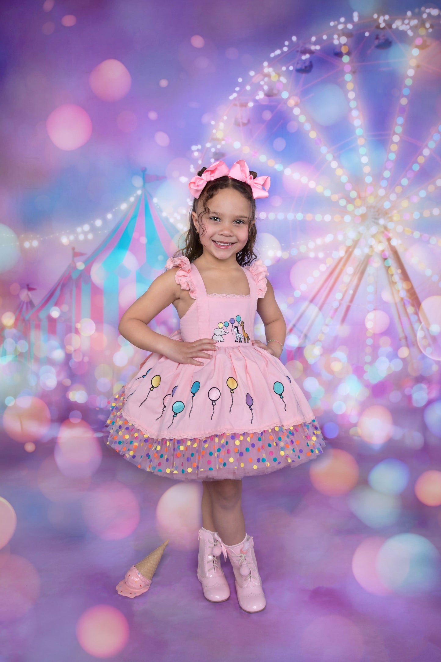 Unicorn Reverie Dress – HAND Embroidered Bodice | Cotton Boutique Girls Dress | Tulle Lace Ruffle Heirloom Style