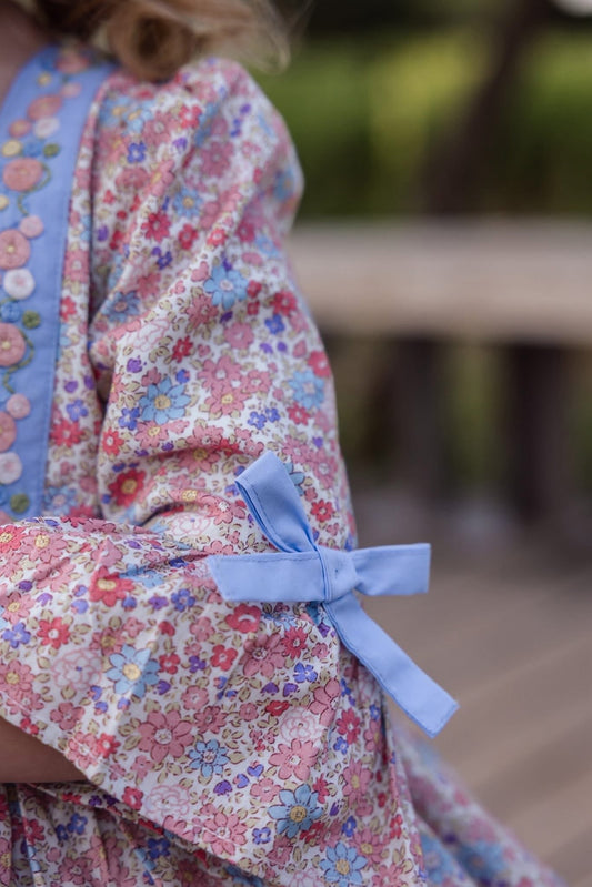 Forget Me Not Bubble – Hand-Embroidered Heirloom Girls Bubble Romper | Floral Vintage Boutique One-Piece | Snap Closure