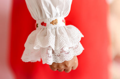 Bear Love Dress – Embroidered Boutique Girls Dress | Bear Motif Lace Heirloom Style