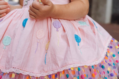 Parade en Rose Dress – HAND Embroidered Vintage Inspired Cotton Boutique Girls Dress | Tulle Lace Ruffle Heirloom Style