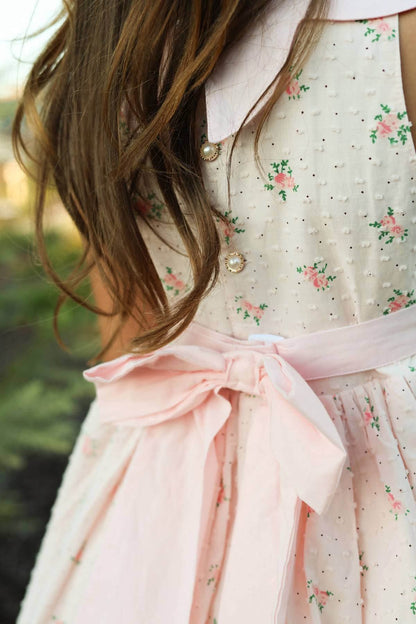 Dear Rosalie – Hand Embroidered Vintage Inspired Cotton Girls Dress | Peter Pan Collar Heirloom Style RTS