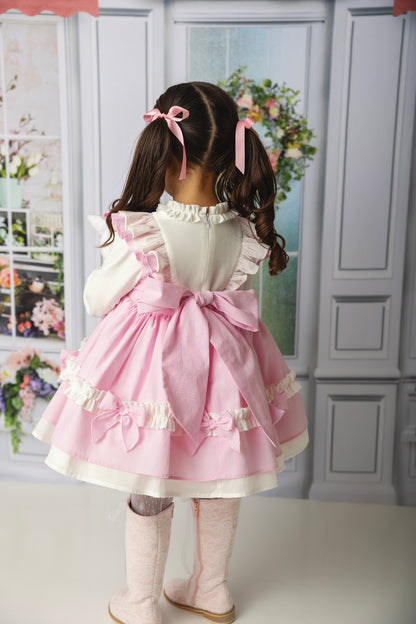 Maeliana – Hand Embroidered Vintage Inspired Boutique Girls Dress | Eyelet Lace Mesh Heirloom Style Special Occasion