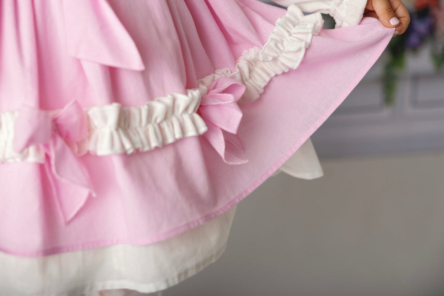 Maeliana – Hand Embroidered Vintage Inspired Boutique Girls Dress | Eyelet Lace Mesh Heirloom Style Special Occasion