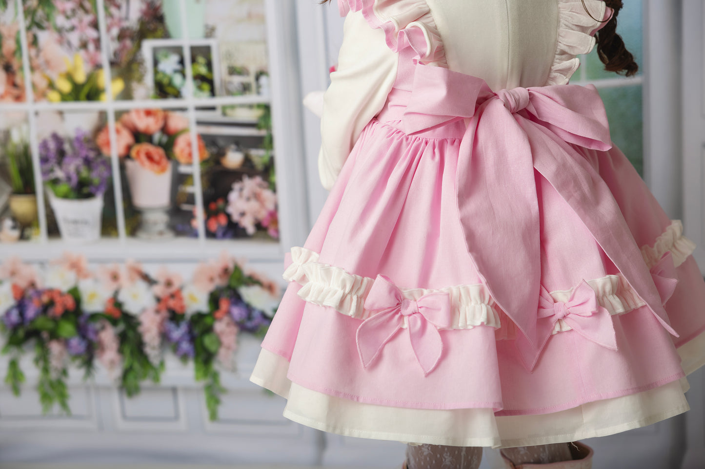 Maeliana – Hand Embroidered Vintage Inspired Boutique Girls Dress | Eyelet Lace Mesh Heirloom Style Special Occasion