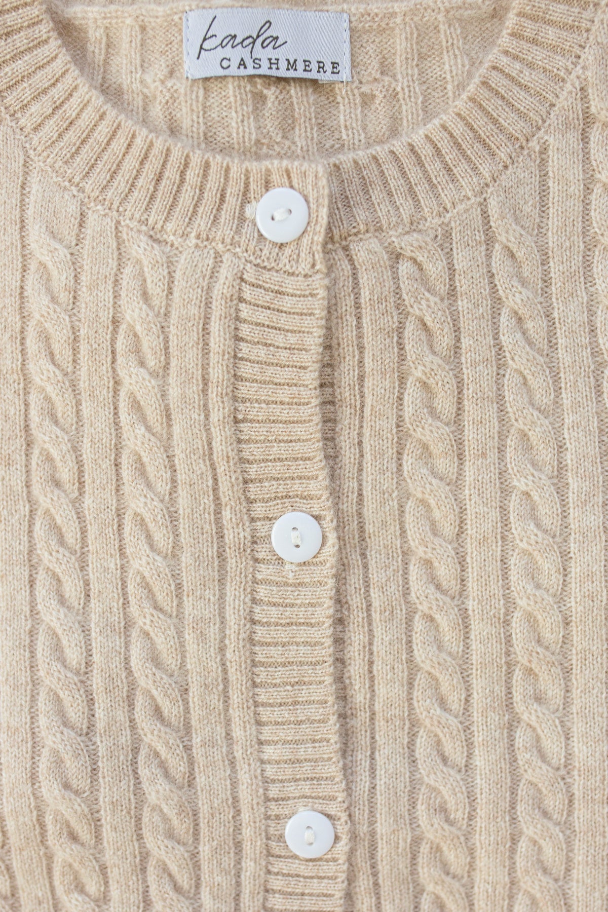Cashmere Cable Knit Cardigan for Baby & Kids Biege