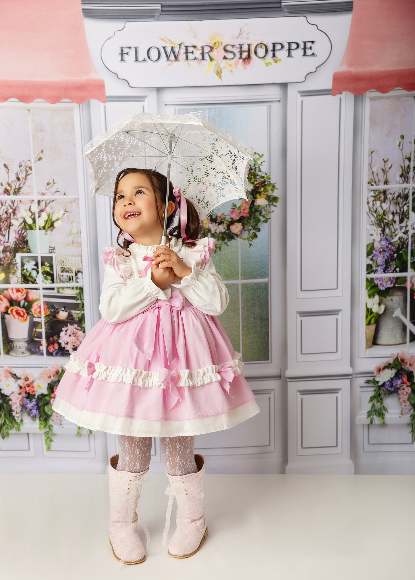 Maeliana – Hand Embroidered Vintage Inspired Boutique Girls Dress | Eyelet Lace Mesh Heirloom Style Special Occasion