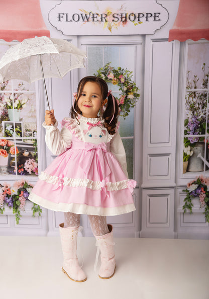 Maeliana – Hand Embroidered Vintage Inspired Boutique Girls Dress | Eyelet Lace Mesh Heirloom Style Special Occasion