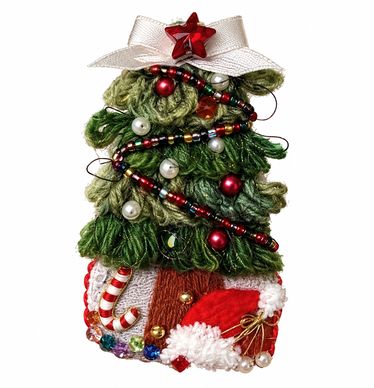 Evergreen Wishes — Hand-Embroidered Christmas Tree Hair Clip