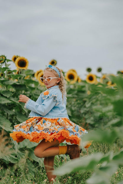 Pumpkin Season at Willow Manor | Girls Heirloom Fall Dress Set | Grand Millennial Twirl Dress