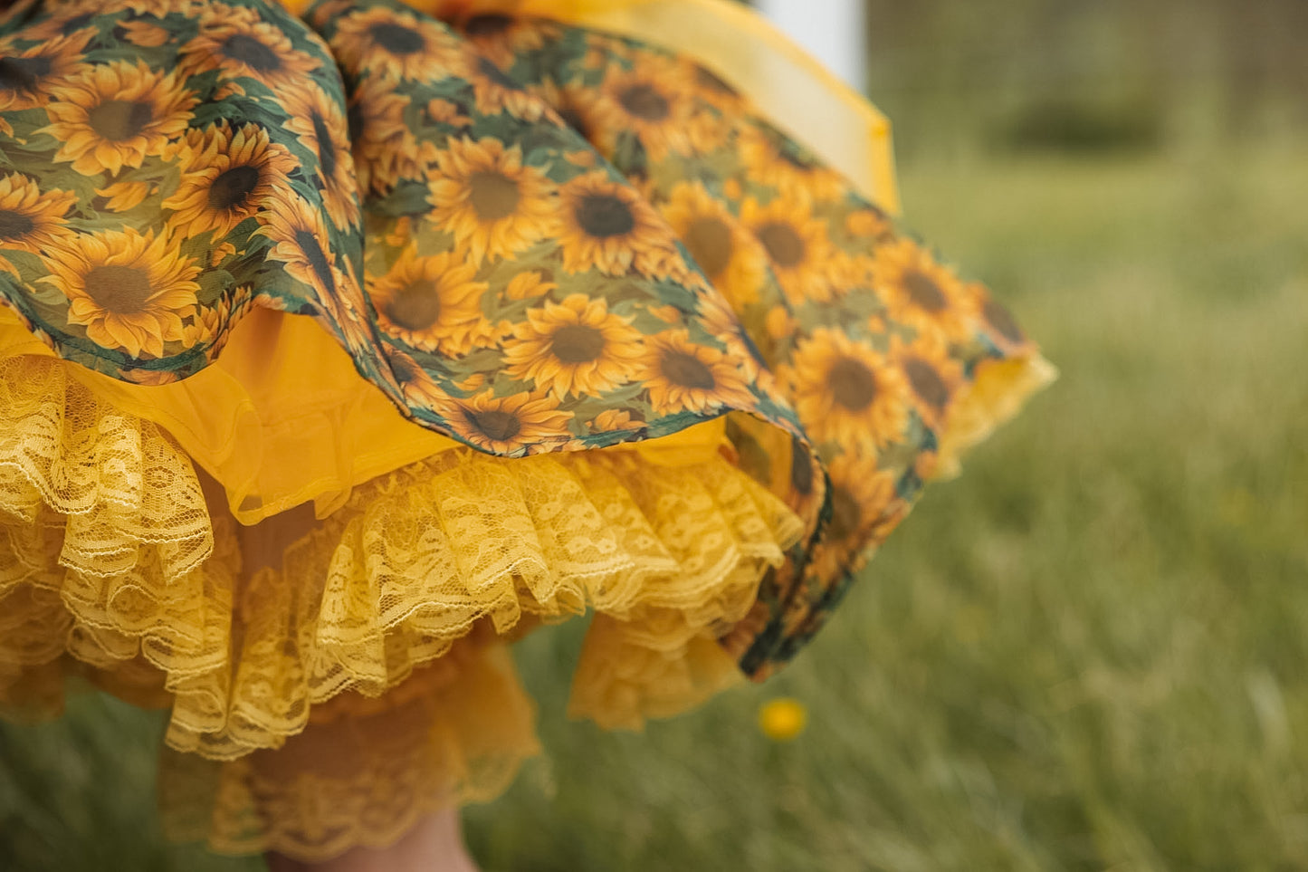 Golden Hour Heirloom — Sunflower Twirl Dress with Bloomer