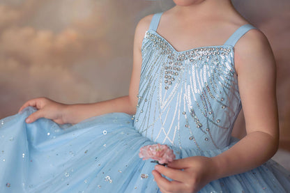 Rainbow on a Cloudy Day — Girls Rainbow Birthday Dress | Heirloom Tulle Petticoat & Bow Dress