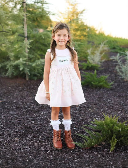 Dear Rosalie – Hand Embroidered Vintage Inspired Cotton Girls Dress | Peter Pan Collar Heirloom Style RTS