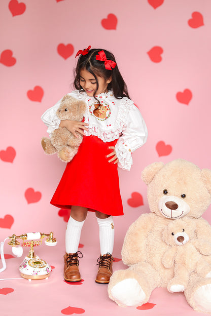 Bear Love Dress – Embroidered Boutique Girls Dress | Bear Motif Lace Heirloom Style