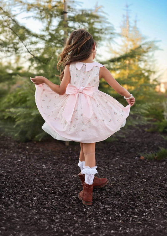Dear Rosalie – Hand Embroidered Vintage Inspired Cotton Girls Dress | Peter Pan Collar Heirloom Style RTS