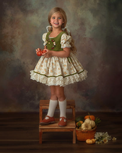 The Everwood Dress – Hand Embroidered Vintage Inspired Cotton Girls Dress | Detachable Vest Heirloom Style