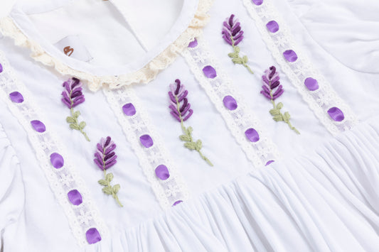 Lavender Bloom Dress – Handmade Embroidery❖ Curated by Kada [Licensed Collection]