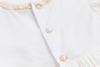 Rosebud Meadow Dress – Hand Embroidered Vintage Inspired Viscose Boutique Girls Dress | Floral Print Crochet Lace Heirloom Style