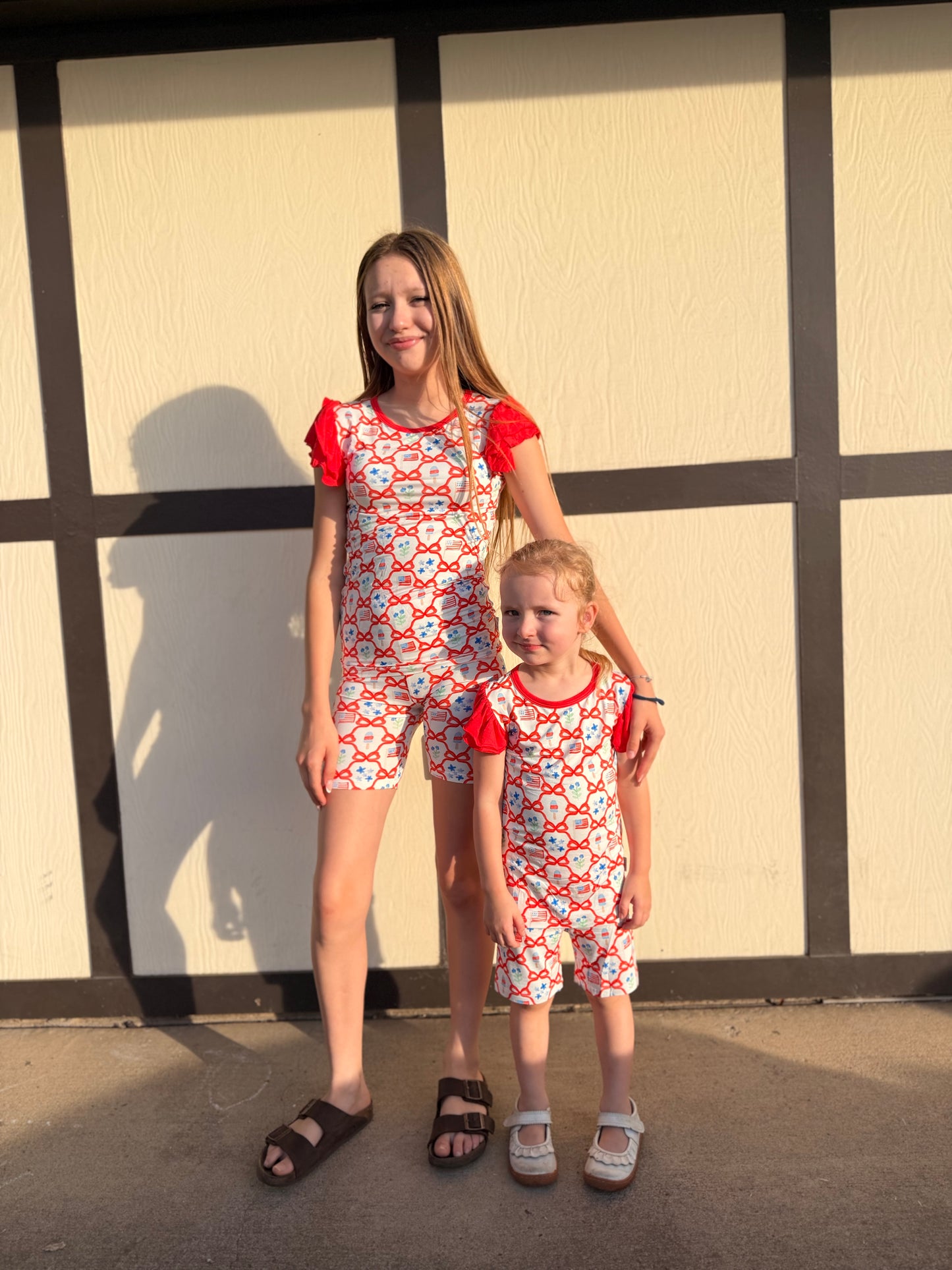 Sweet Freedom Girls Bamboo Shorts Pajama Set | 4th of July
