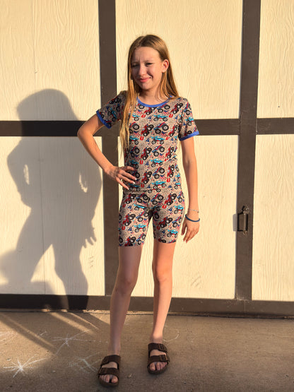 Crush It Boys Bamboo Shorts Pajama Set | 4th of July