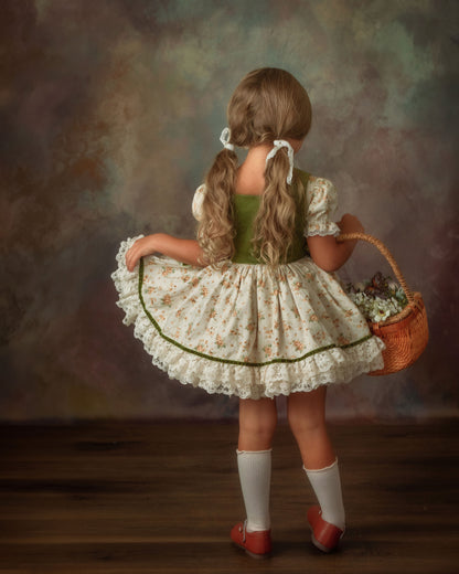 The Everwood Dress – Hand Embroidered Vintage Inspired Cotton Girls Dress | Detachable Vest Heirloom Style