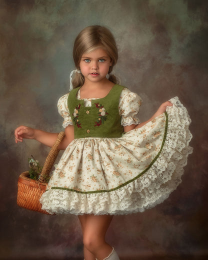 The Everwood Dress – Hand Embroidered Vintage Inspired Cotton Girls Dress | Detachable Vest Heirloom Style
