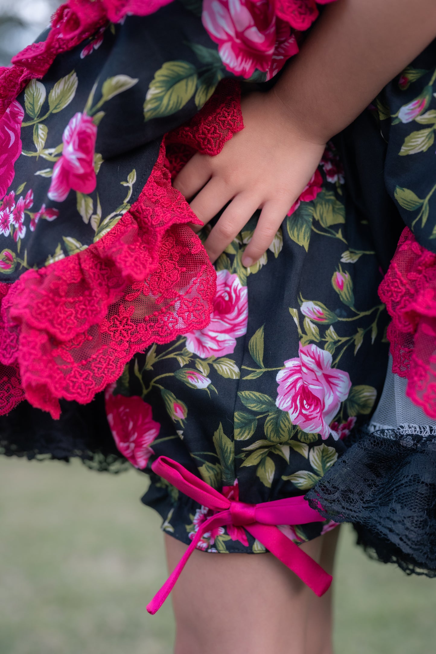 Rosette Noir 🌹 — Girls Floral Lace Dress | Fiesta & Birthday