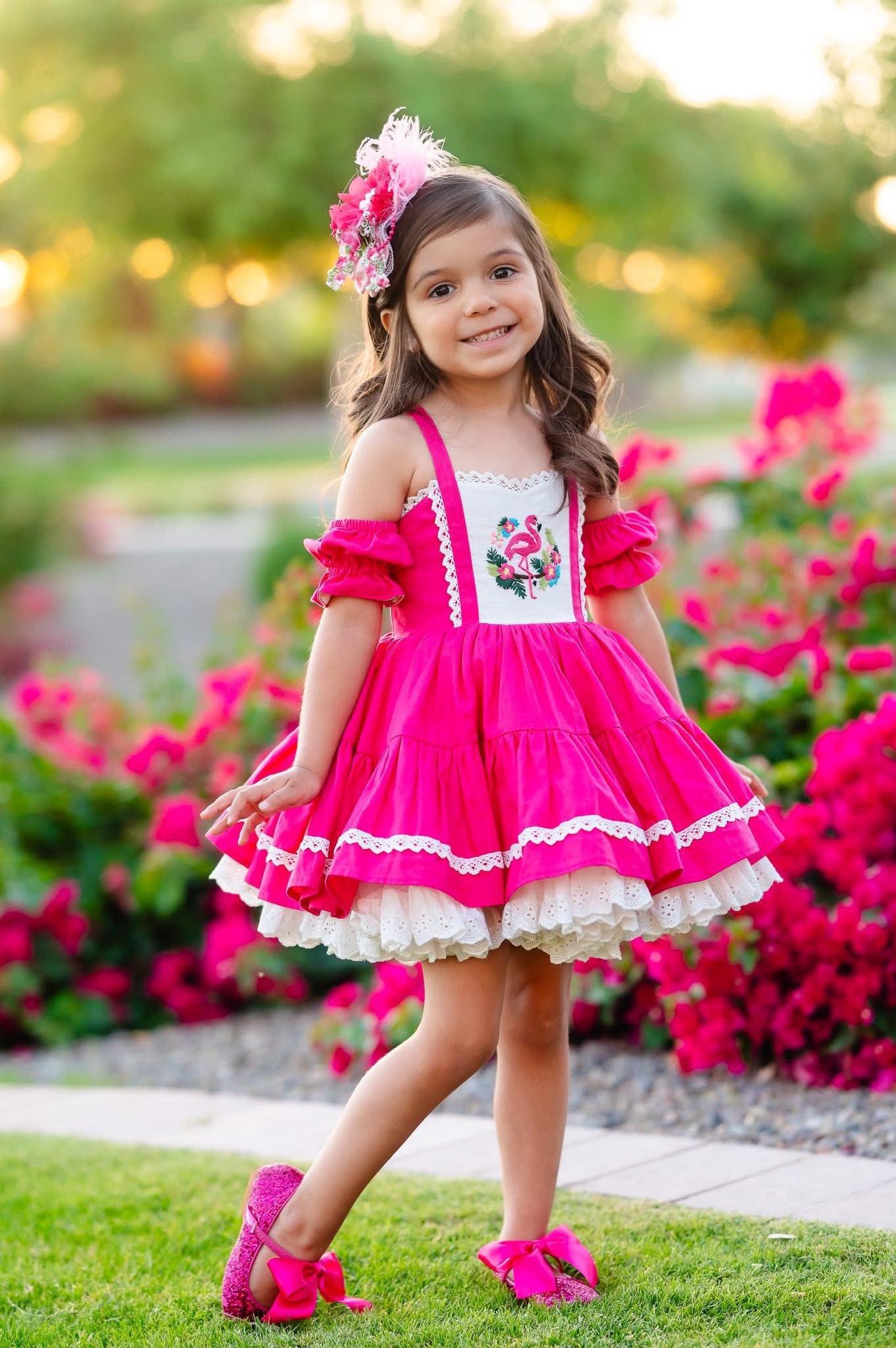 Flamingo Bloom Petti Dress