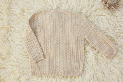 Cashmere Cable Knit Cardigan for Baby & Kids Biege