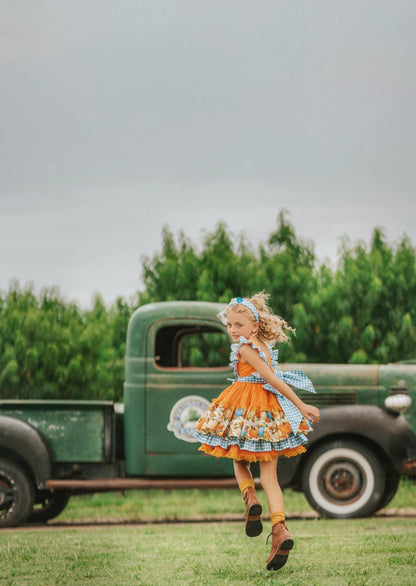 Pumpkin Season at Willow Manor | Girls Heirloom Fall Dress Set | Grand Millennial Twirl Dress