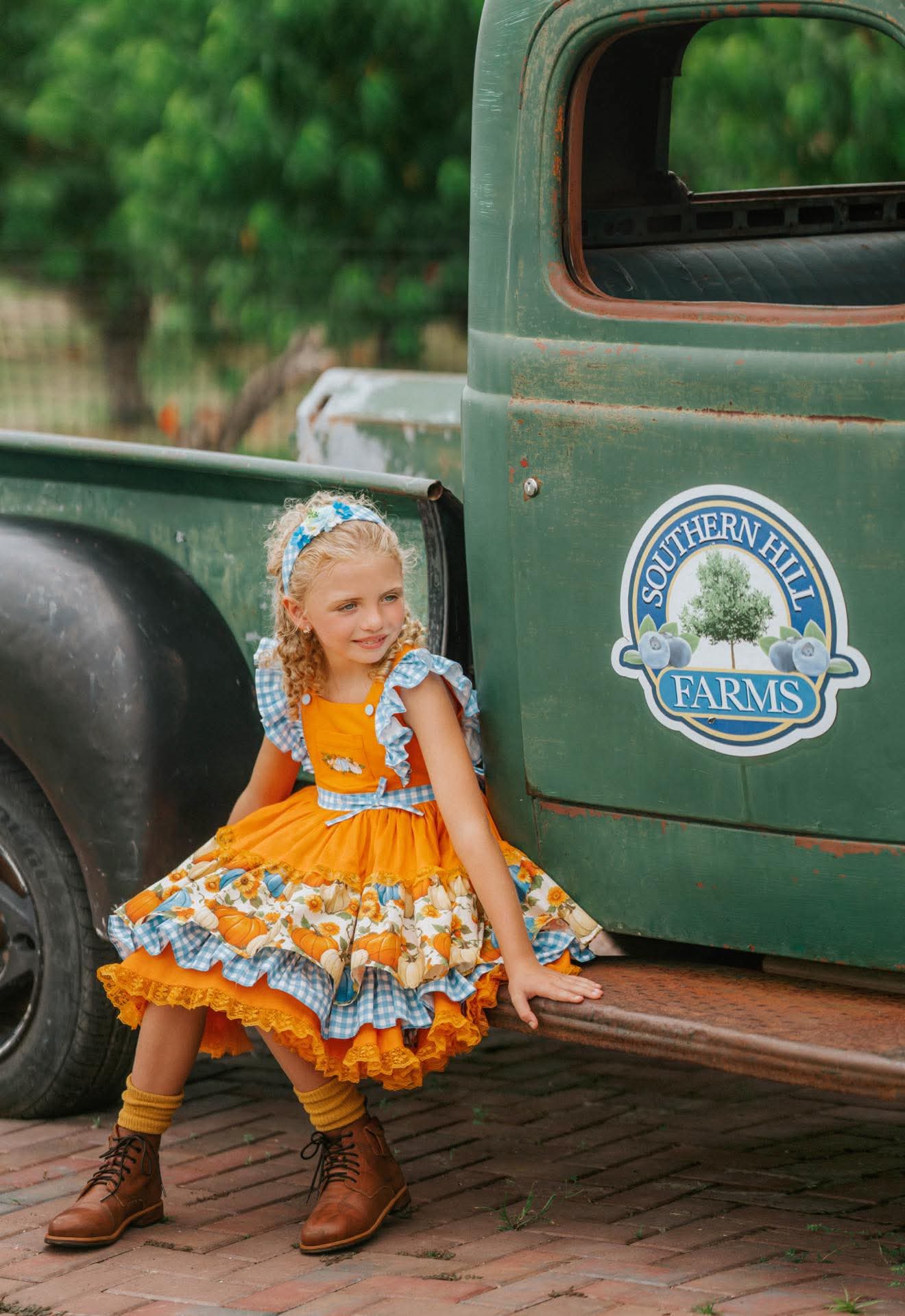 Pumpkin Season at Willow Manor | Girls Heirloom Fall Dress Set | Grand Millennial Twirl Dress