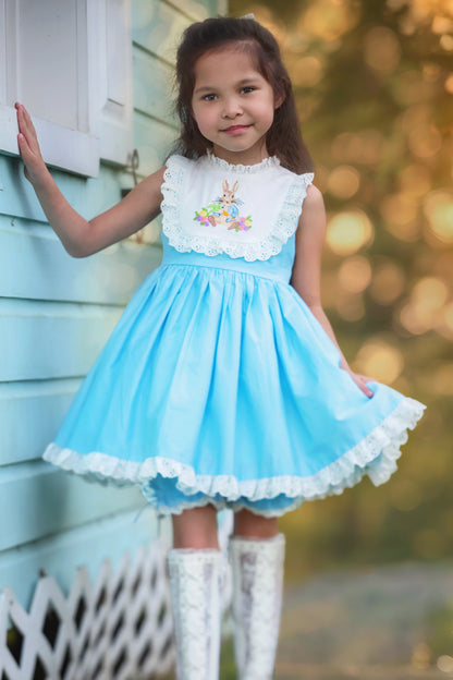 Cottontail Dreams – Embroidered Girls Easter Dress | Luxury Boutique Spring & Birthday Dress