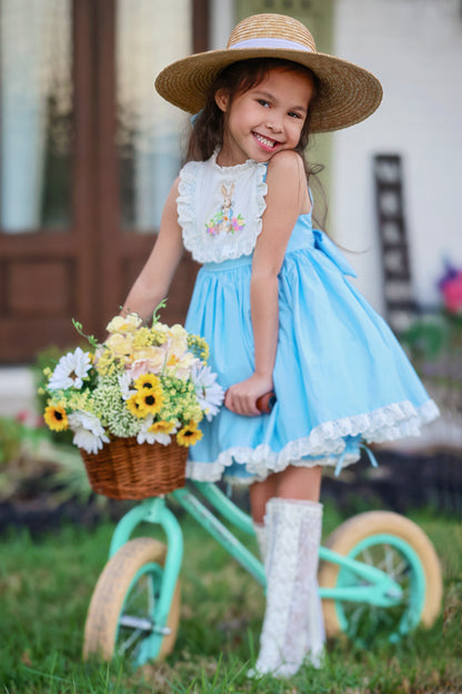 Cottontail Dreams – Embroidered Girls Easter Dress | Luxury Boutique Spring & Birthday Dress