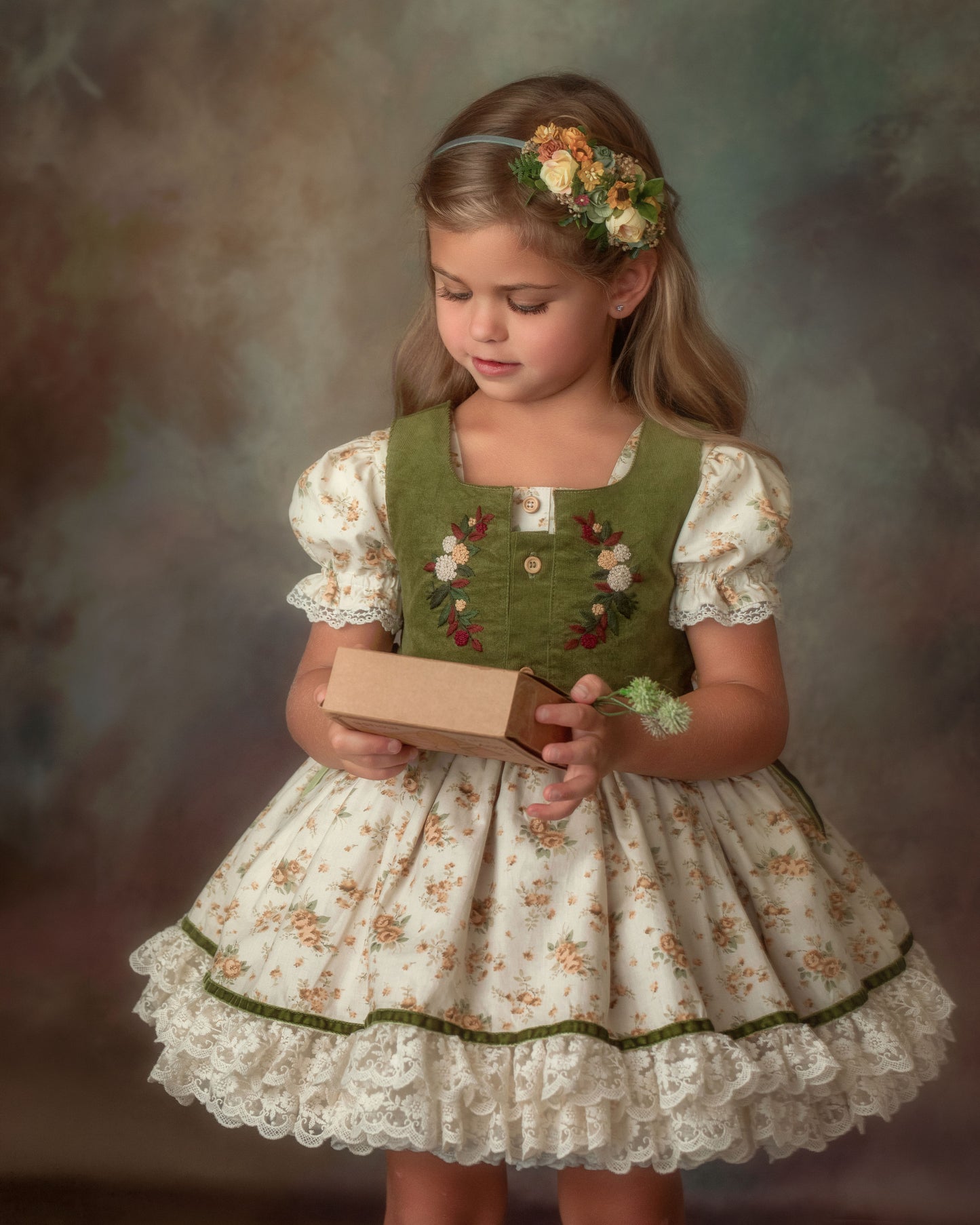 The Everwood Dress – Hand Embroidered Vintage Inspired Cotton Girls Dress | Detachable Vest Heirloom Style