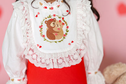 Bear Love Dress – Embroidered Boutique Girls Dress | Bear Motif Lace Heirloom Style