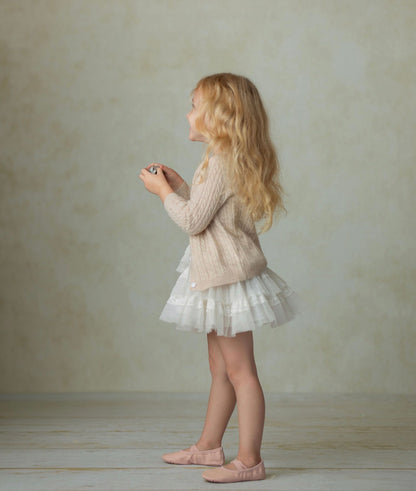 Cashmere Cable Knit Cardigan for Baby & Kids Biege