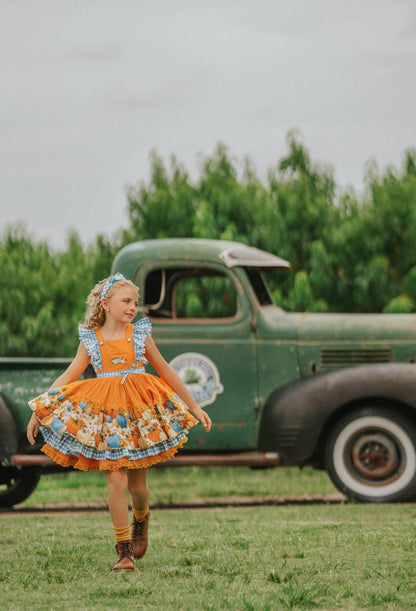 Pumpkin Season at Willow Manor | Girls Heirloom Fall Dress Set | Grand Millennial Twirl Dress
