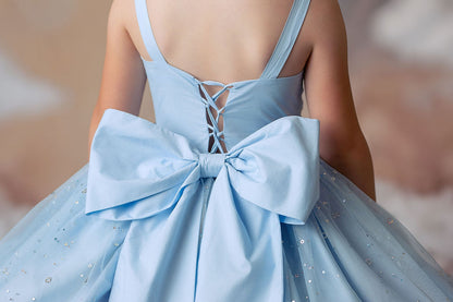 Rainbow on a Cloudy Day — Girls Rainbow Birthday Dress | Heirloom Tulle Petticoat & Bow Dress