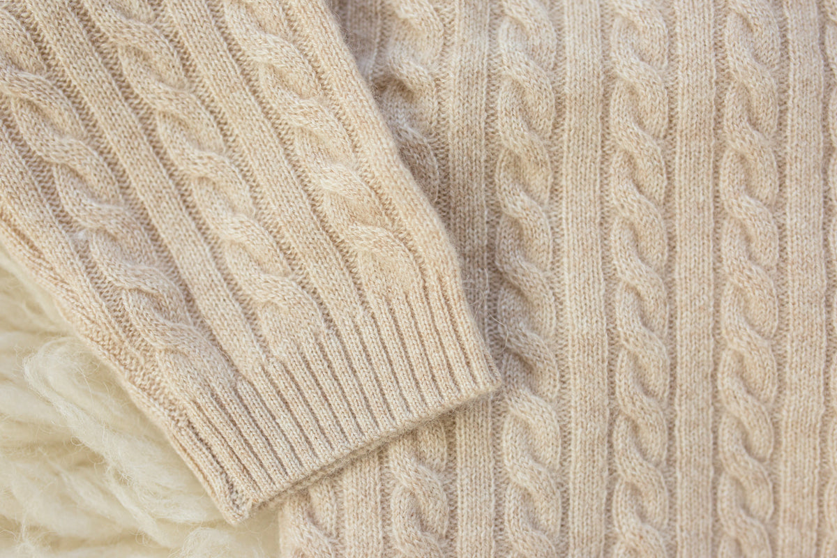 Cashmere Cable Knit Cardigan for Baby & Kids Biege