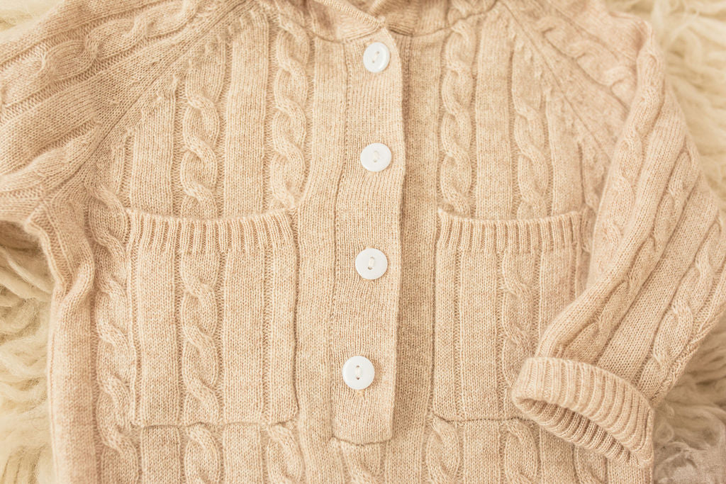Cashmere Baby Bear Onesie — Hooded Romper with Bear Ears