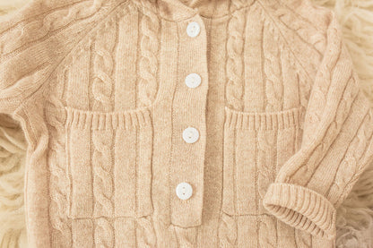 Cashmere Baby Bear Onesie — Hooded Romper with Bear Ears