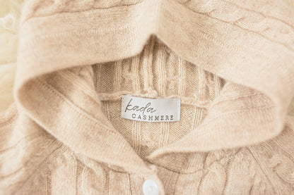 Cashmere Baby Bear Onesie — Hooded Romper with Bear Ears Biege