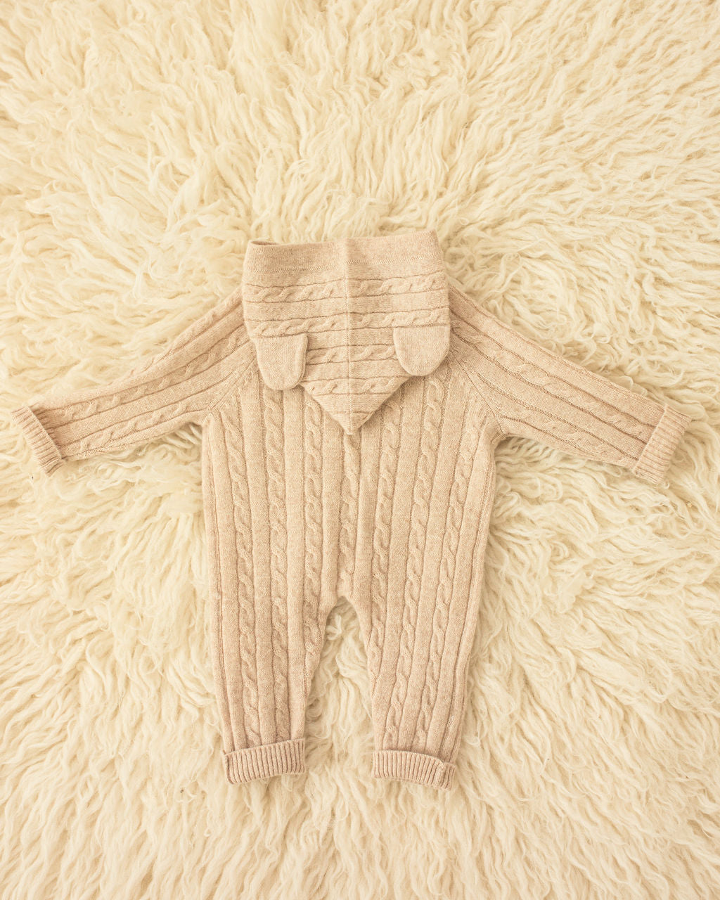 Cashmere Baby Bear Onesie — Hooded Romper with Bear Ears