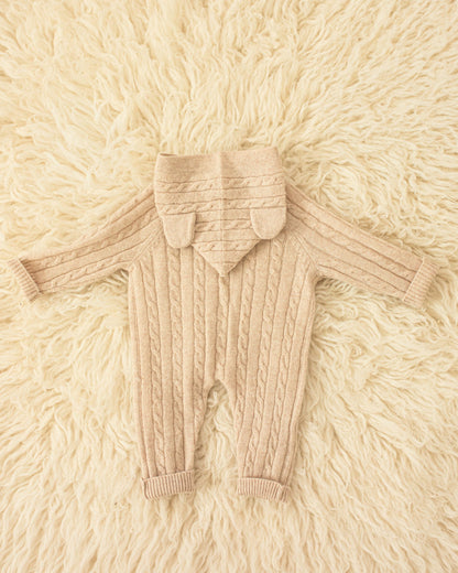Cashmere Baby Bear Onesie — Hooded Romper with Bear Ears