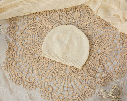 Cashmere Baby Beanie & Socks Set — Scalloped Edge with Pointelle