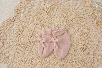 Cashmere Baby Beanie & Socks Set — Scalloped Edge with Pointelle