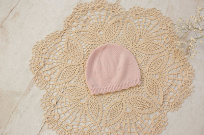 Cashmere Baby Beanie & Socks Set — Scalloped Edge with Pointelle