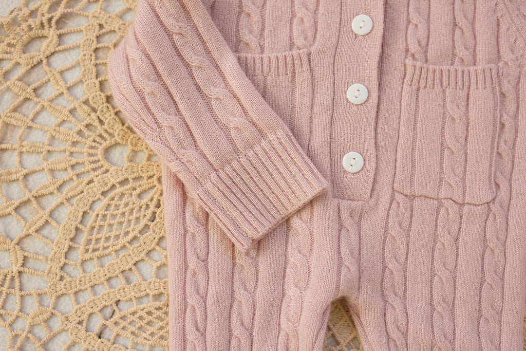 Cashmere Baby Bear Onesie — Hooded Romper with Bear Ears