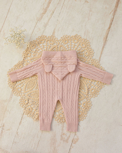 Cashmere Baby Bear Onesie — Hooded Romper with Bear Ears